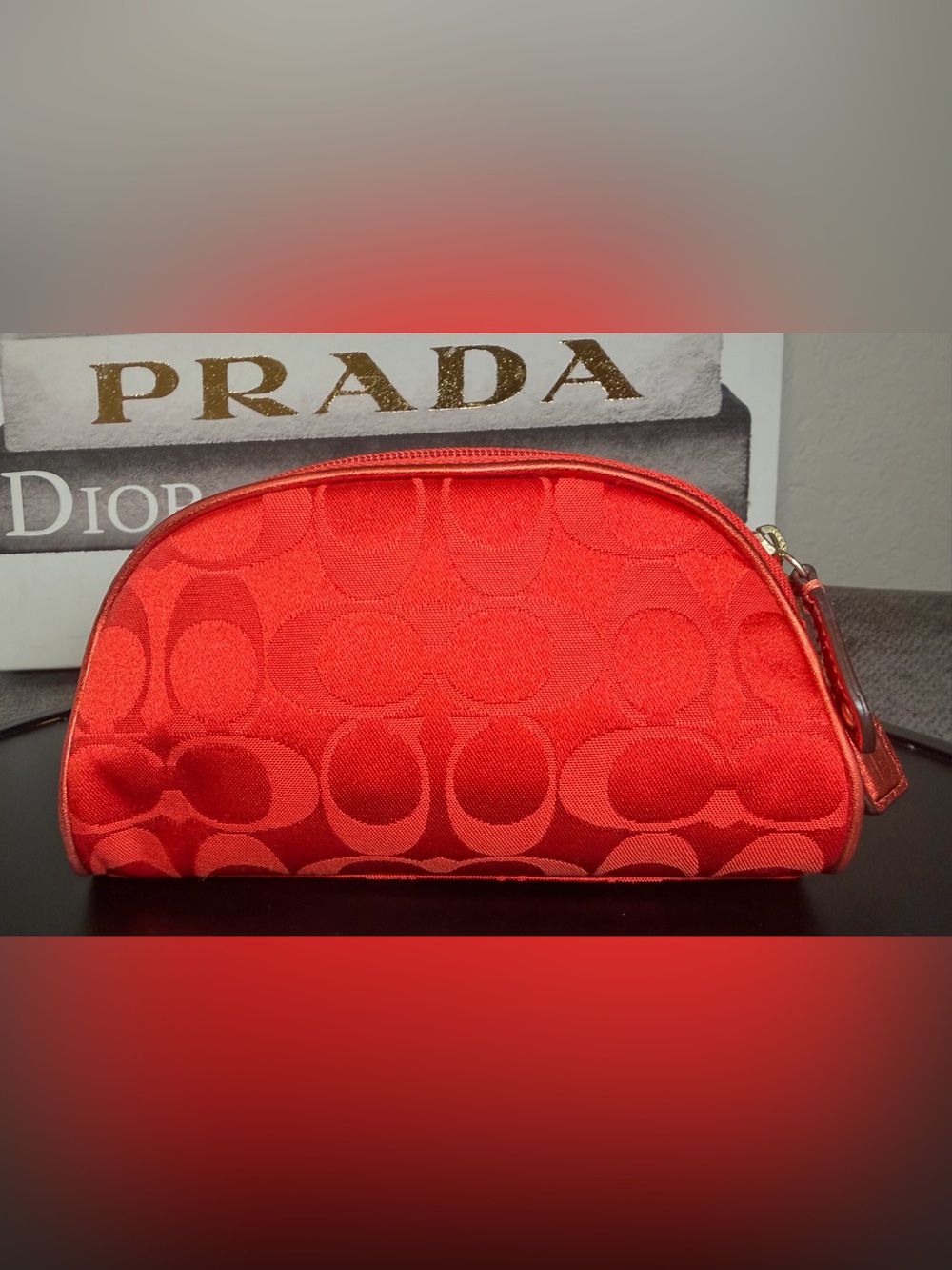 Coach x Estée Lauder Limited Edition Red Cosmetic Bag No. D1073-B903 - Picture 2 of 9